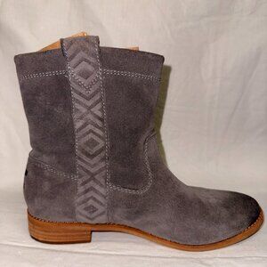 TOMS Laurel Castlerock Grey Burnished Suede Ankle Boots - Size 6.5